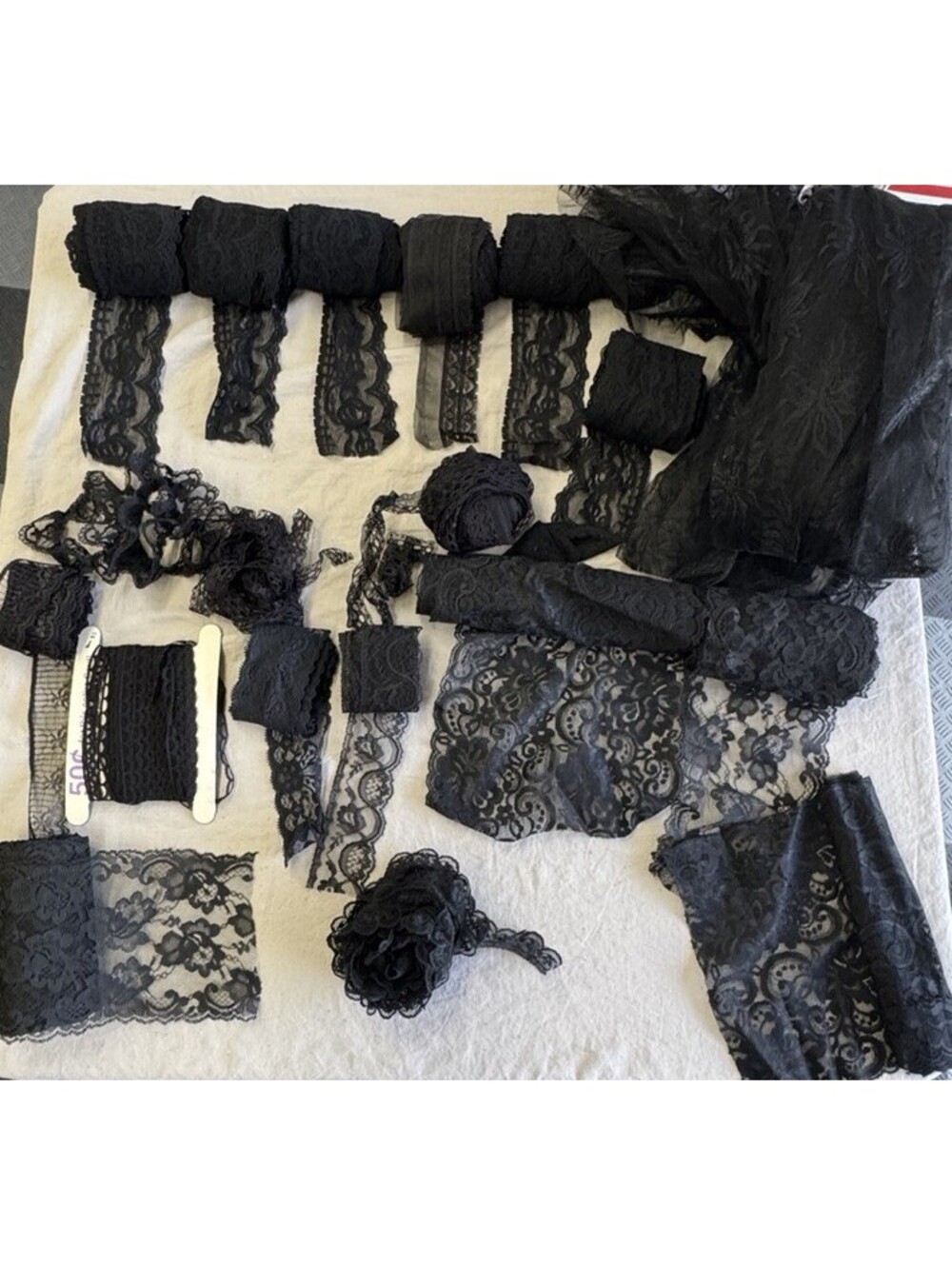 Lot Of Black Lace/trim Scraps